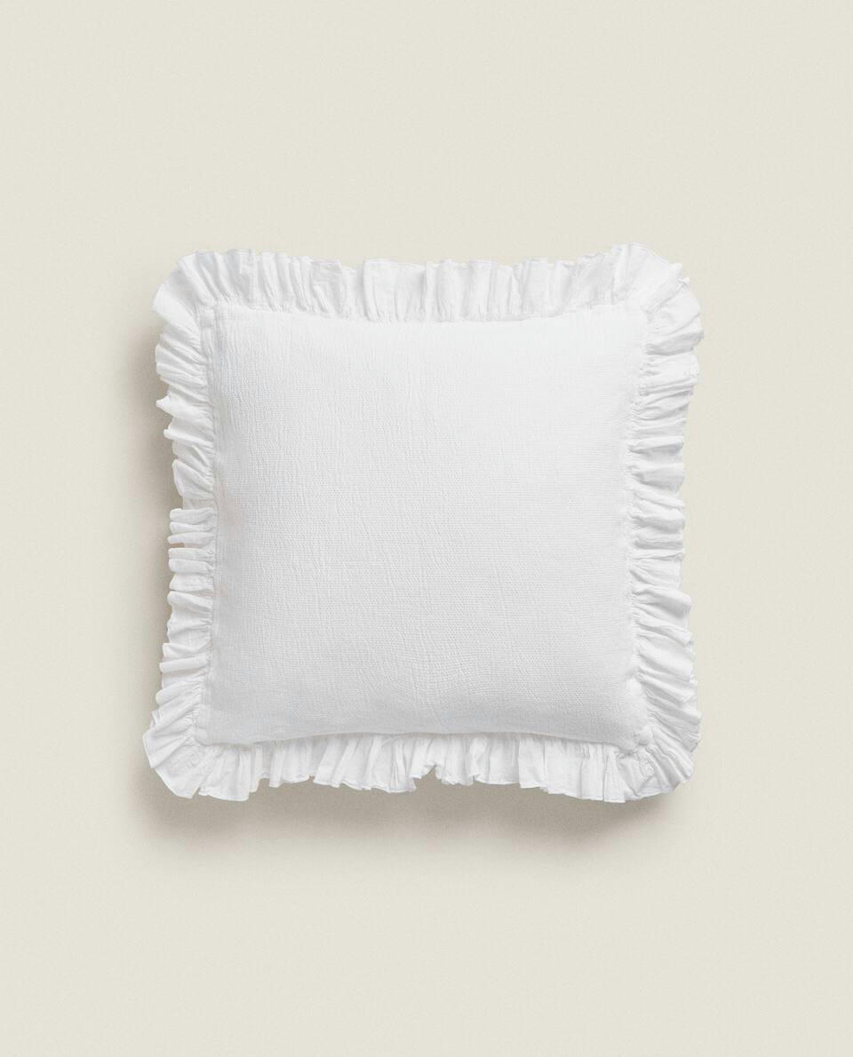CUSHION COVER WITH PLEATED RUFFLE
