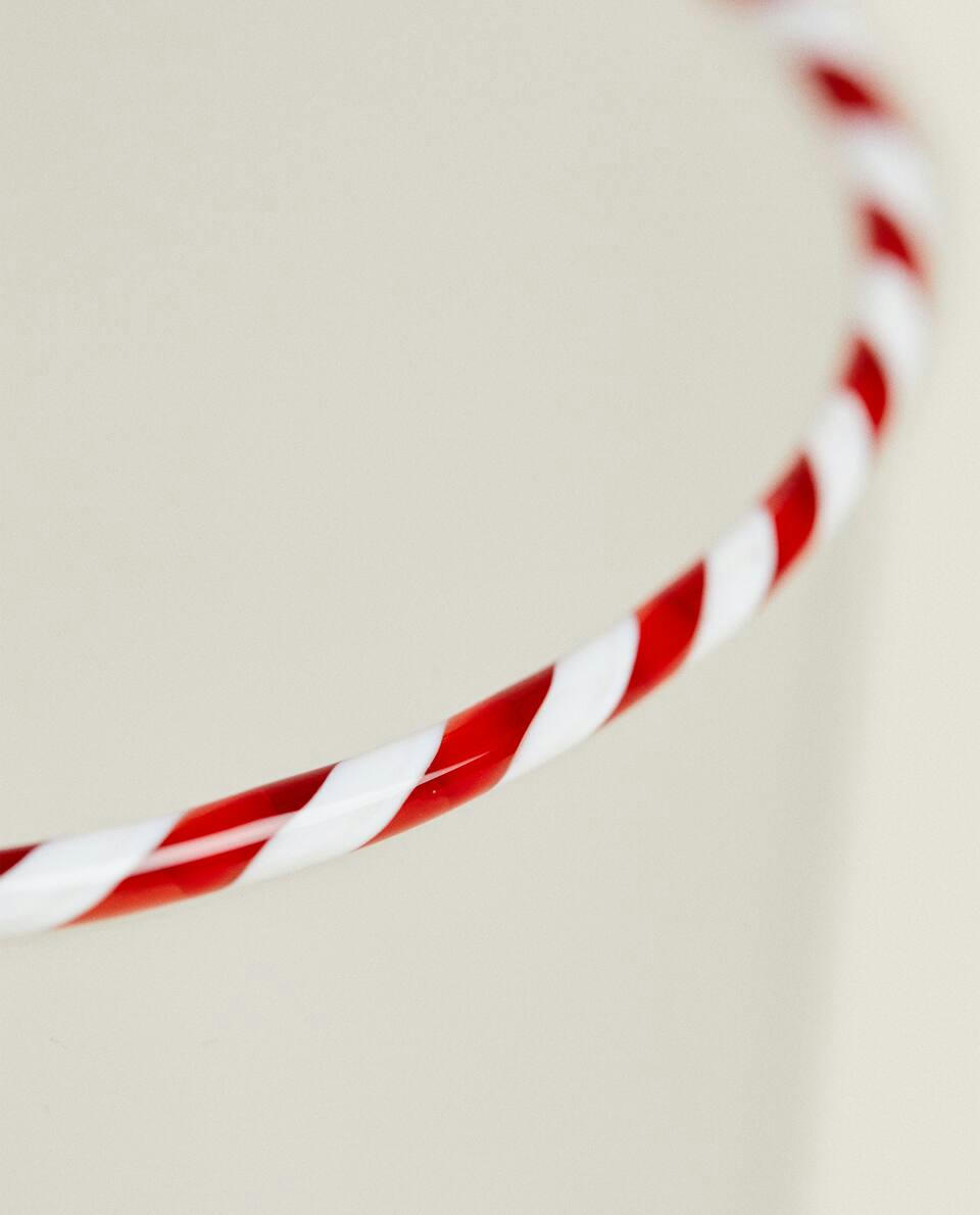BOROSILICATE GLASS TUMBLER WITH CHRISTMAS CANDY CANE