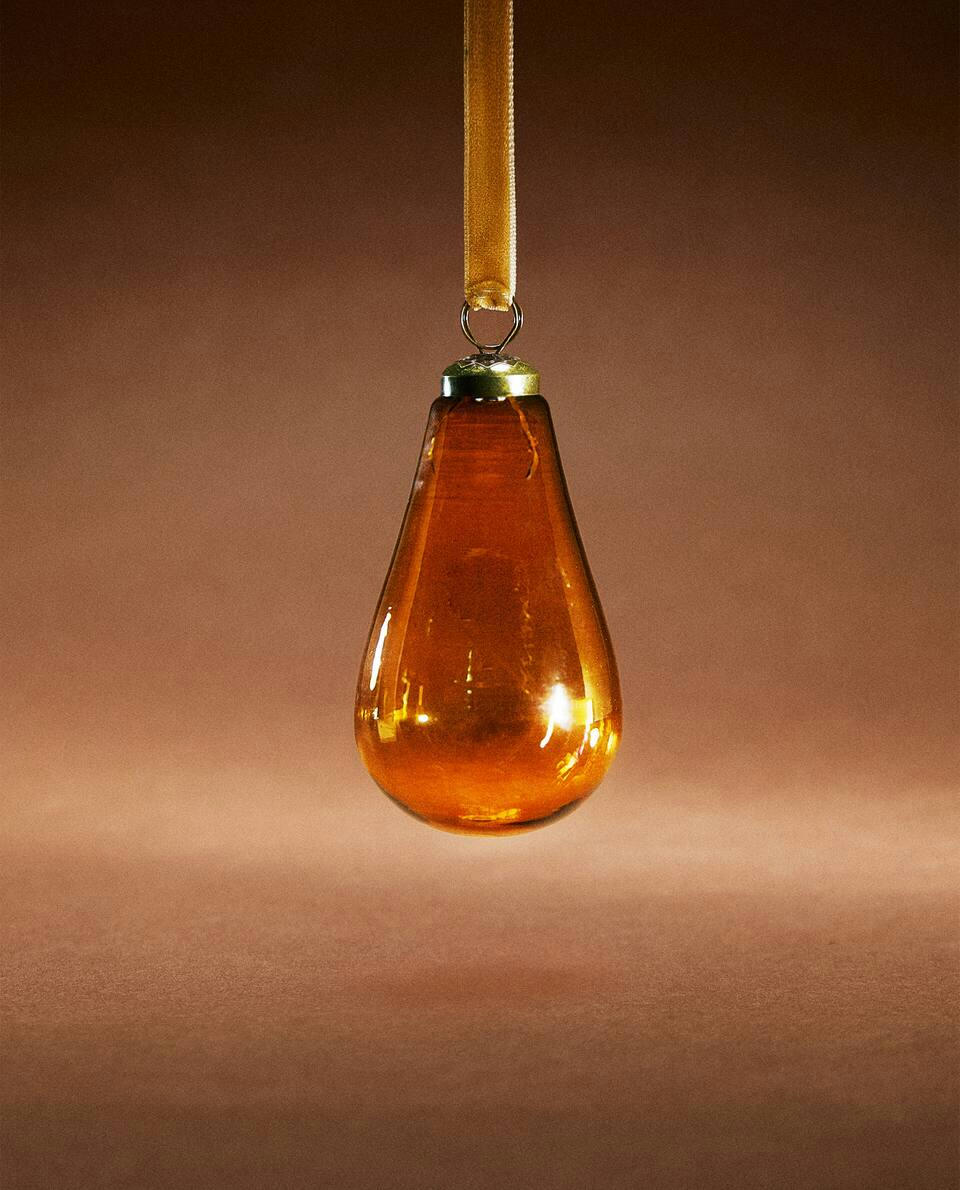 GLASS PEAR CHRISTMAS DECORATION