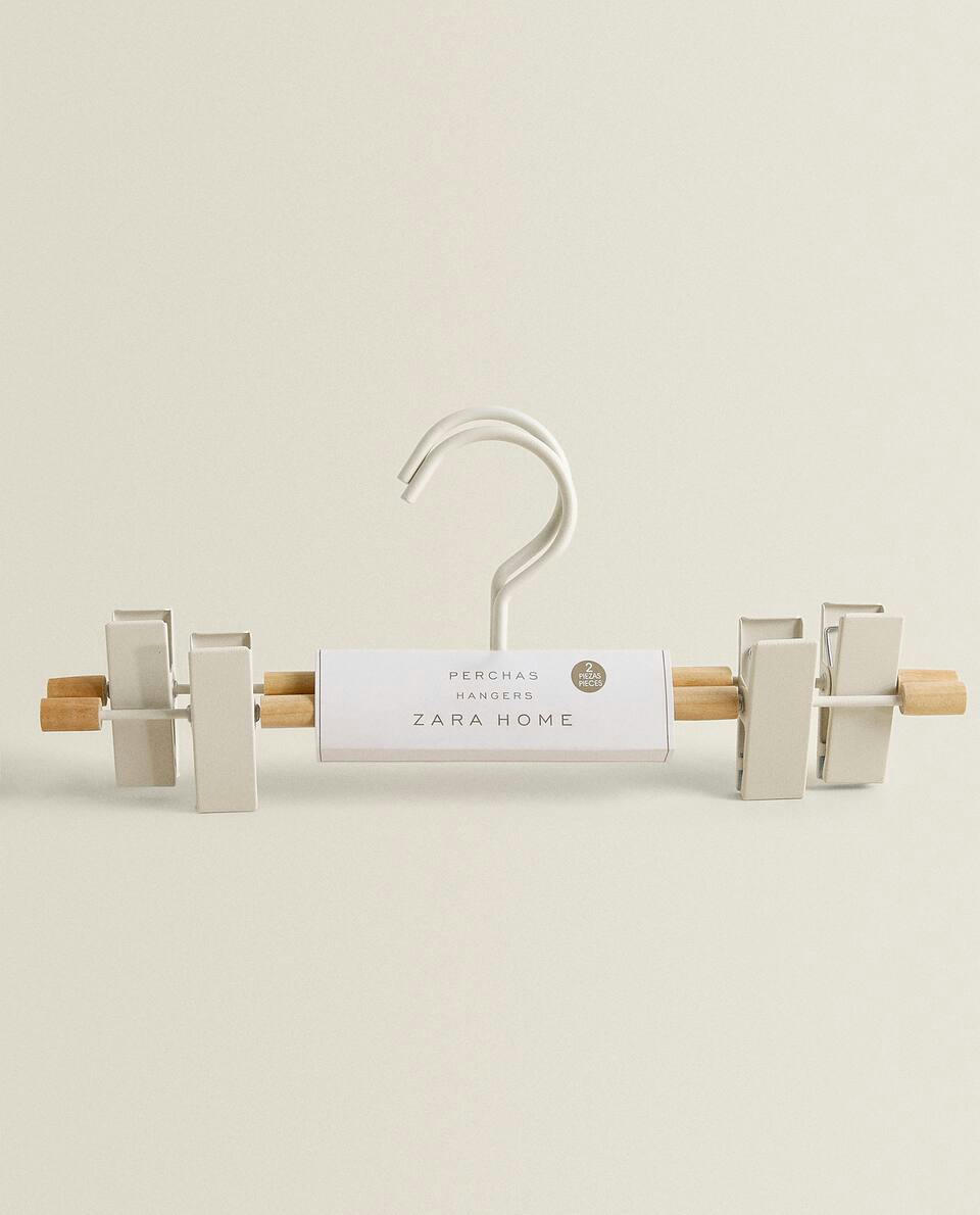 WOOD AND METAL SKIRT HANGER (SET OF 2)