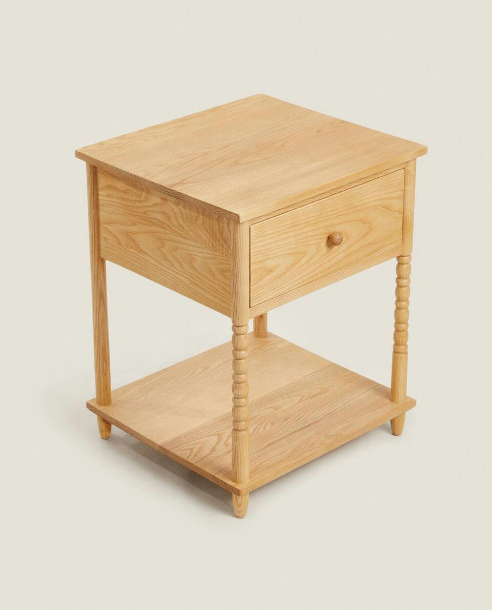WOODEN BEDSIDE TABLE