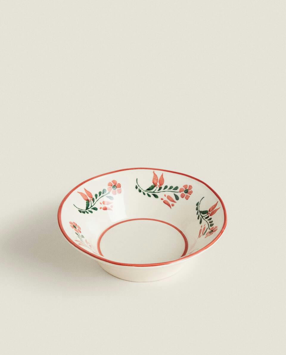 FLORAL EARTHENWARE BOWL