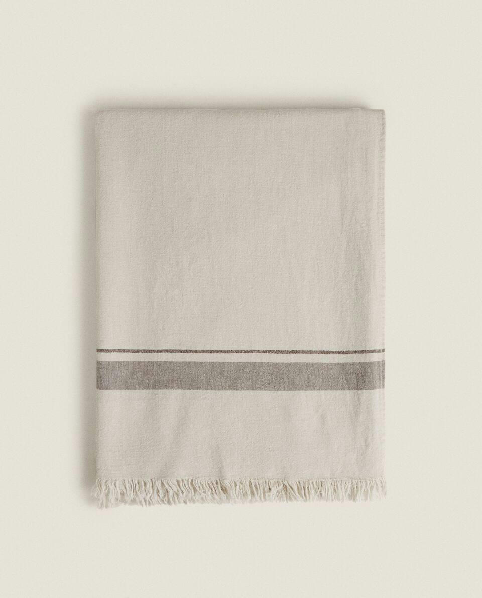 STRIPED COTTON-LINEN BLANKET