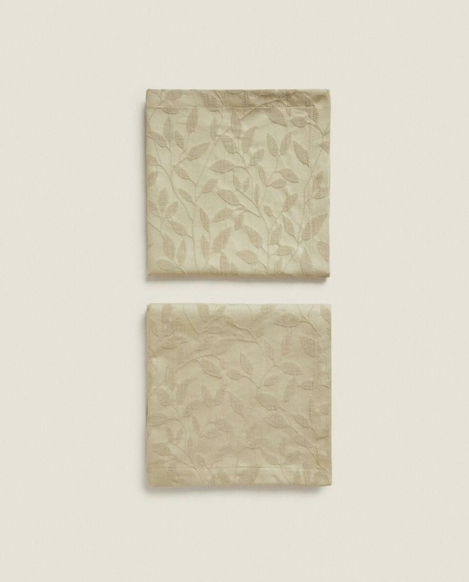 JACQUARD LEAF NAPKINS (PACK OF 2)