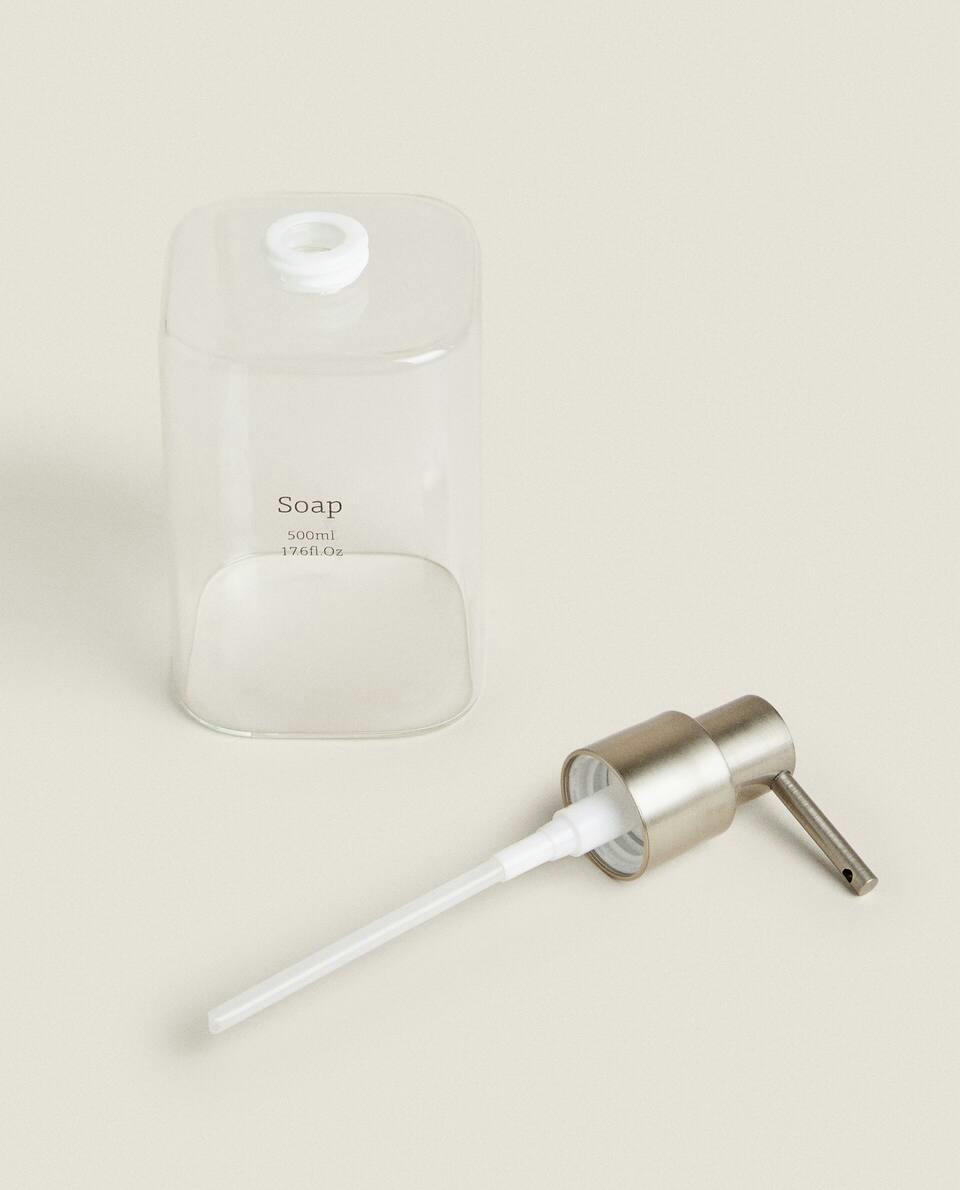 BOROSILICATE GLASS BATHROOM SET WITH SLOGAN DETAIL