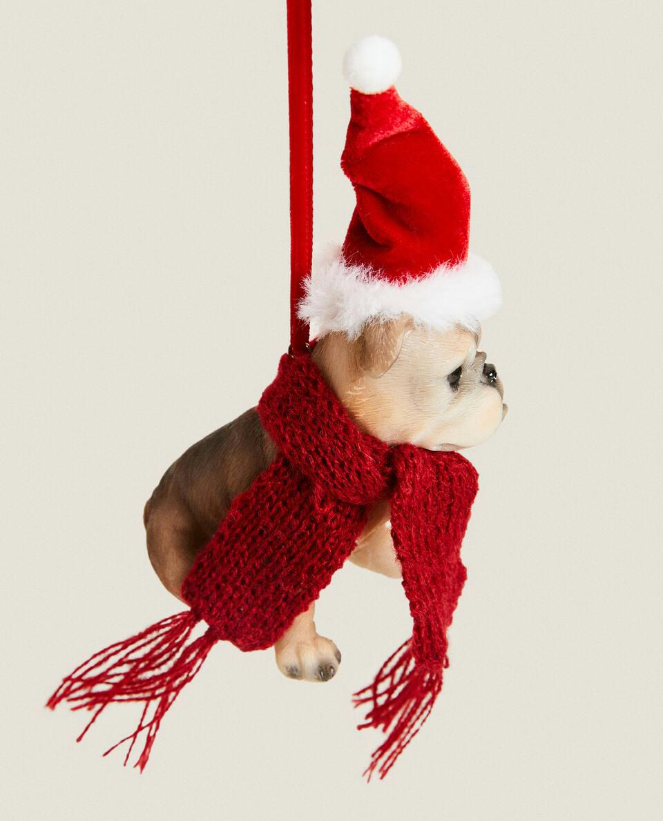 BULLDOG RESIN CHRISTMAS DECORATION