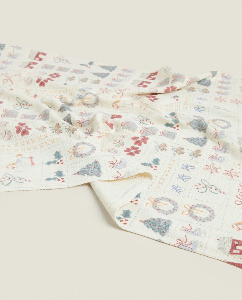 CHILDREN’S CHRISTMAS PATCHWORK COTTON KNIT BLANKET