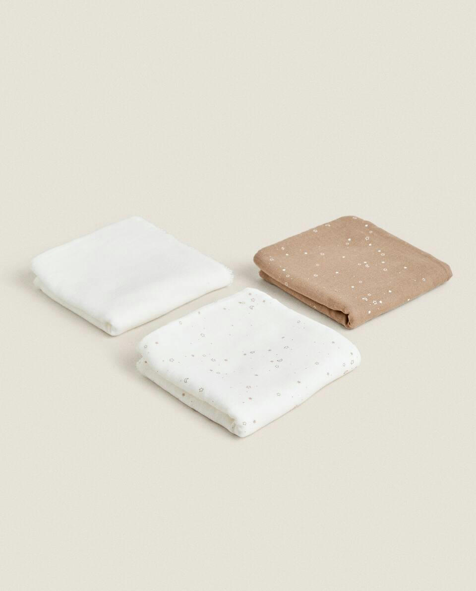 CHILDREN’S STAR PRINT MUSLIN CLOTH (PACK OF 3)