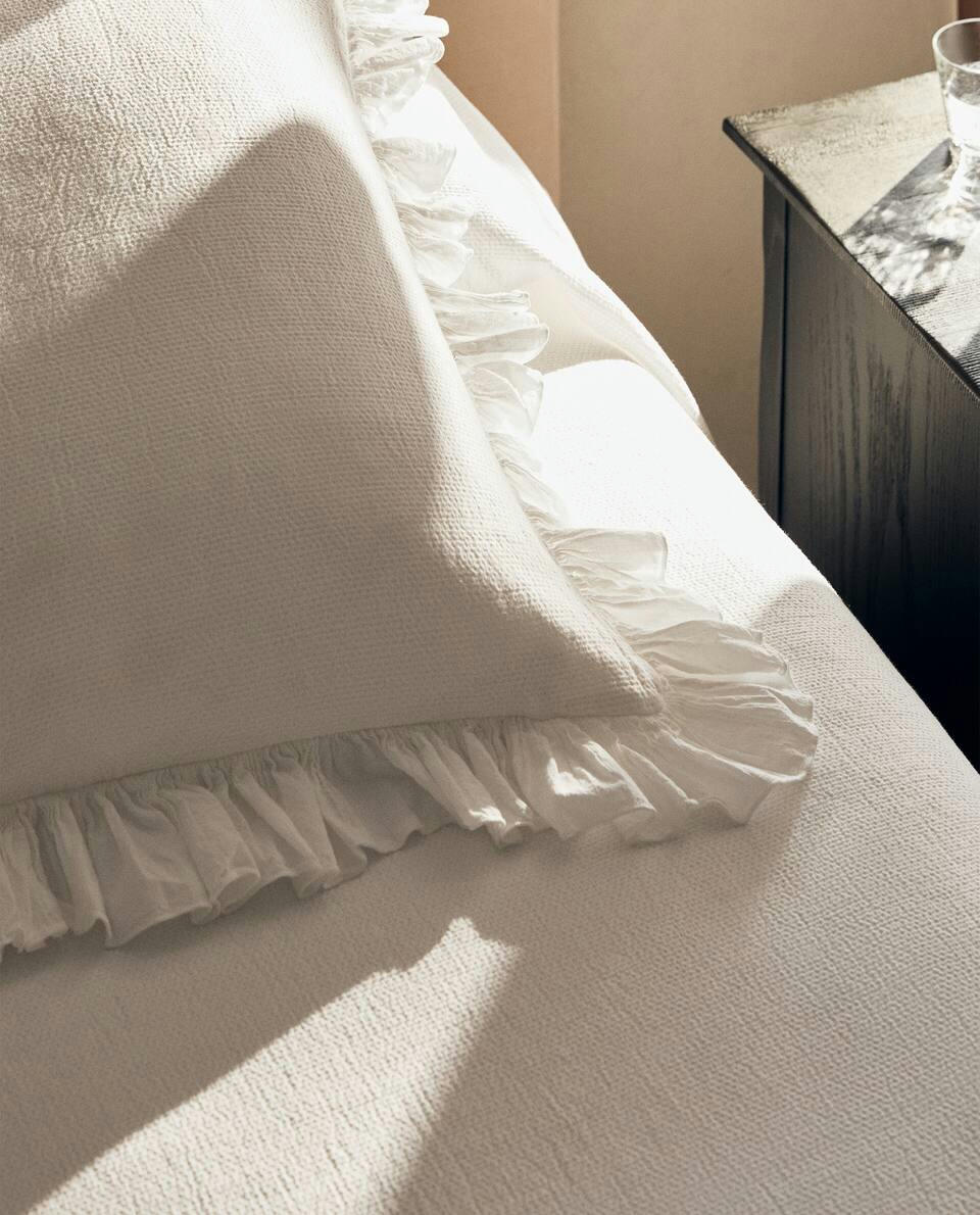 CUSHION COVER WITH PLEATED RUFFLE