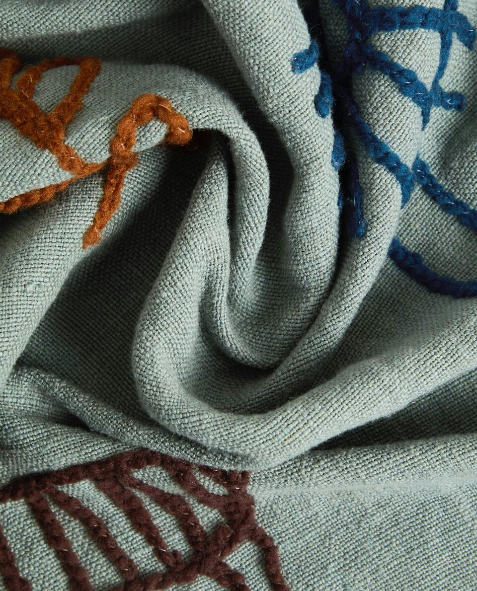 EMBROIDERED LINEN COTTON BLANKET