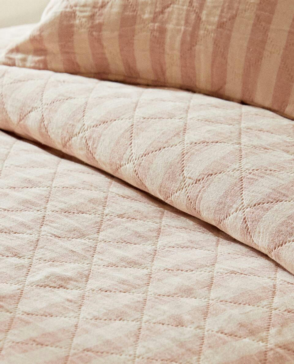 DYED THREAD STRIPED BEDSPREAD