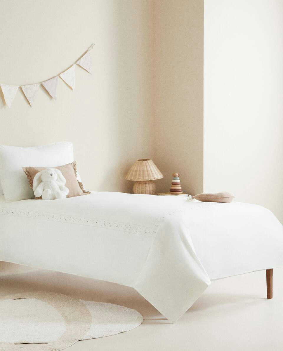 EMBROIDERED MOONS AND STARS FLAT SHEET