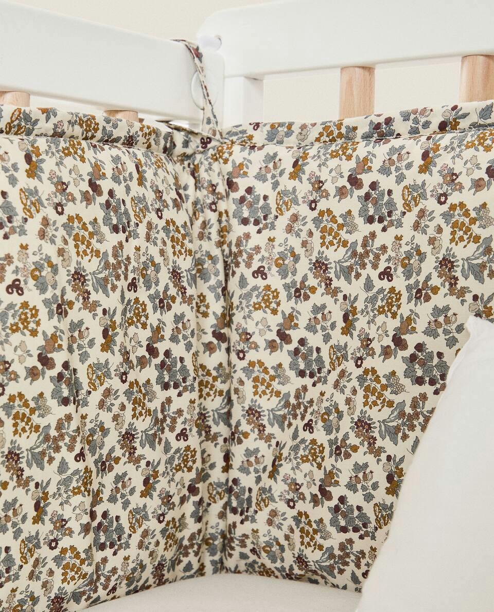 FLORAL PRINT FABRIC CHILDREN’S COT BUMPER COVER