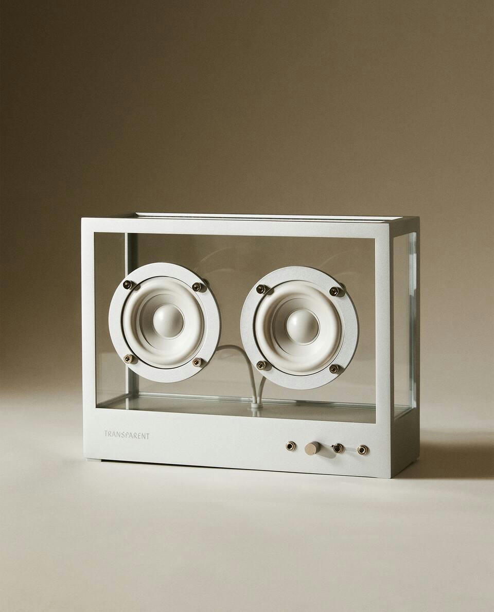 SMALL TRANSPARENT ALUMINIUM GLASS SPEAKER