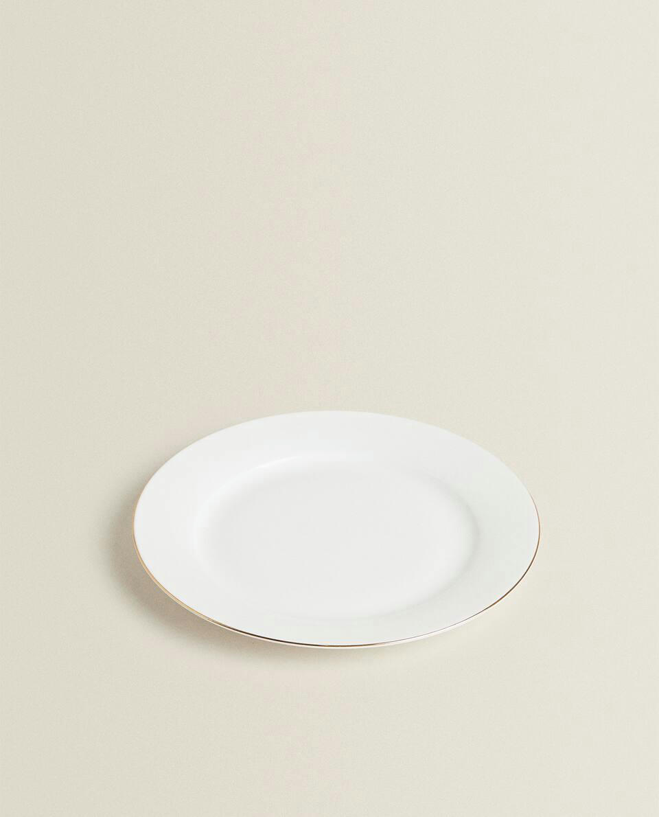 RIMMED BONE CHINA DESSERT PLATE