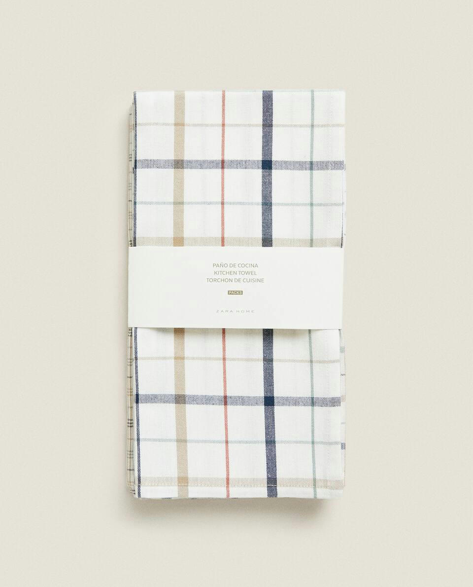 CHECK COTTON TEA TOWEL (PACK OF 3)