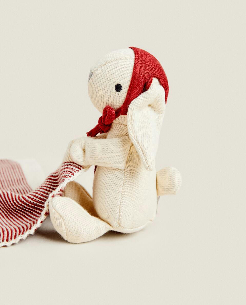 BUNNY CUDDLY SOFT TOY WITH CHRISTMAS HAT