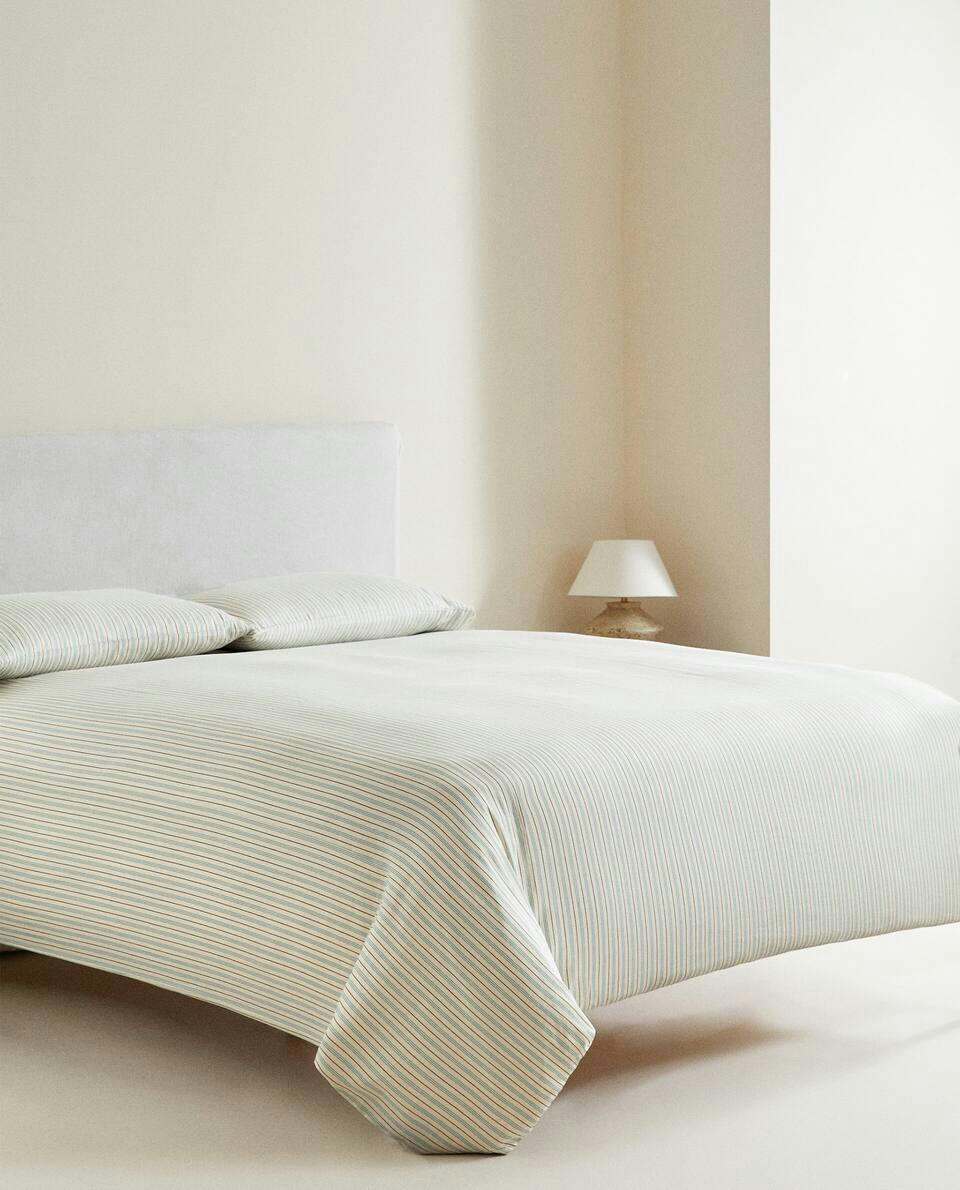 (300 THREAD COUNT) STRIPED WASHED SATEEN DUVET COVER