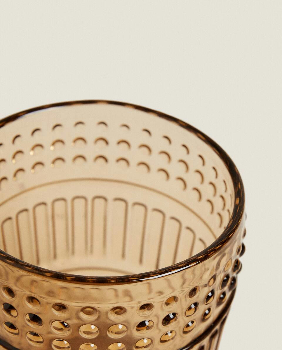 RAISED DESIGN GLASS TUMBLER