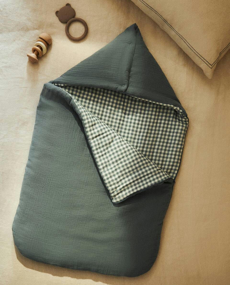 CHILDREN’S GINGHAM COTTON CARRYCOT BABY WRAP