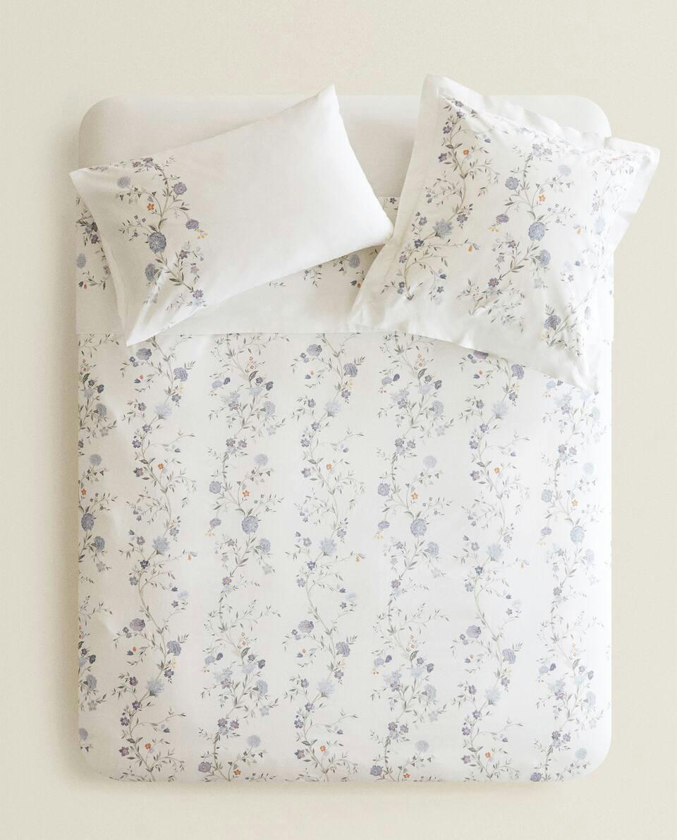 BLUE FLORAL PRINT DUVET COVER