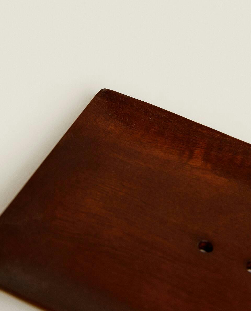 FLAT WOODEN TRAY AND SOAP DISH SET