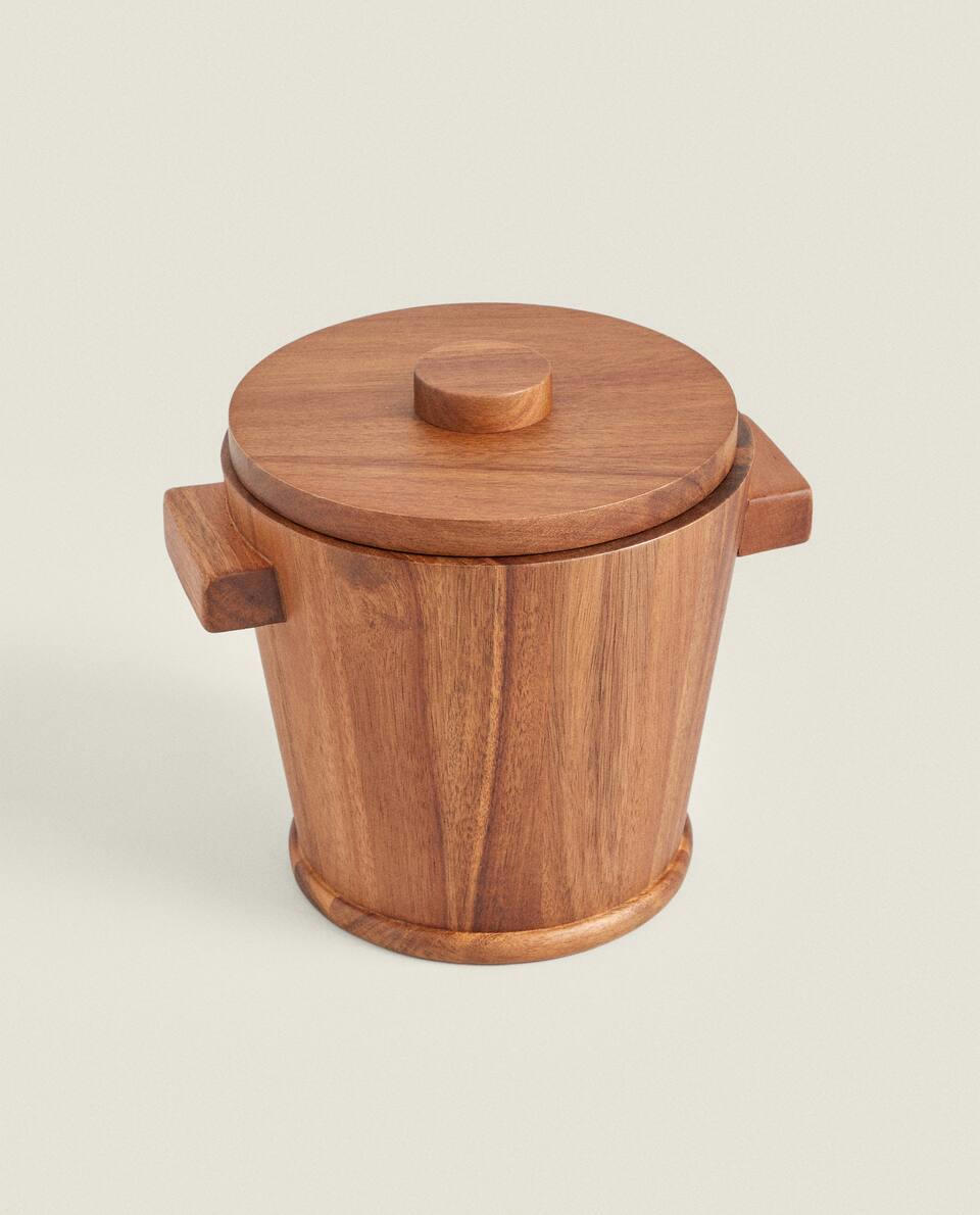 WOODEN ICE BUCKET WITH HANDLES