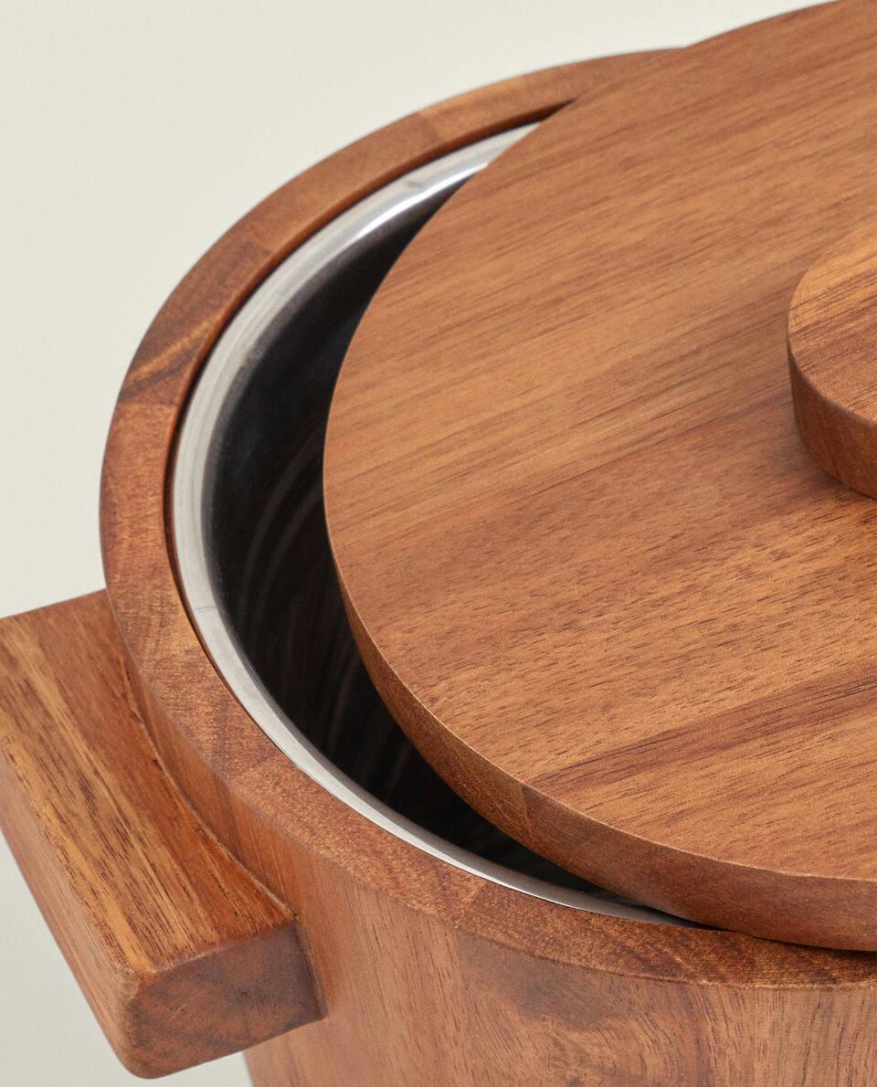 WOODEN ICE BUCKET WITH HANDLES