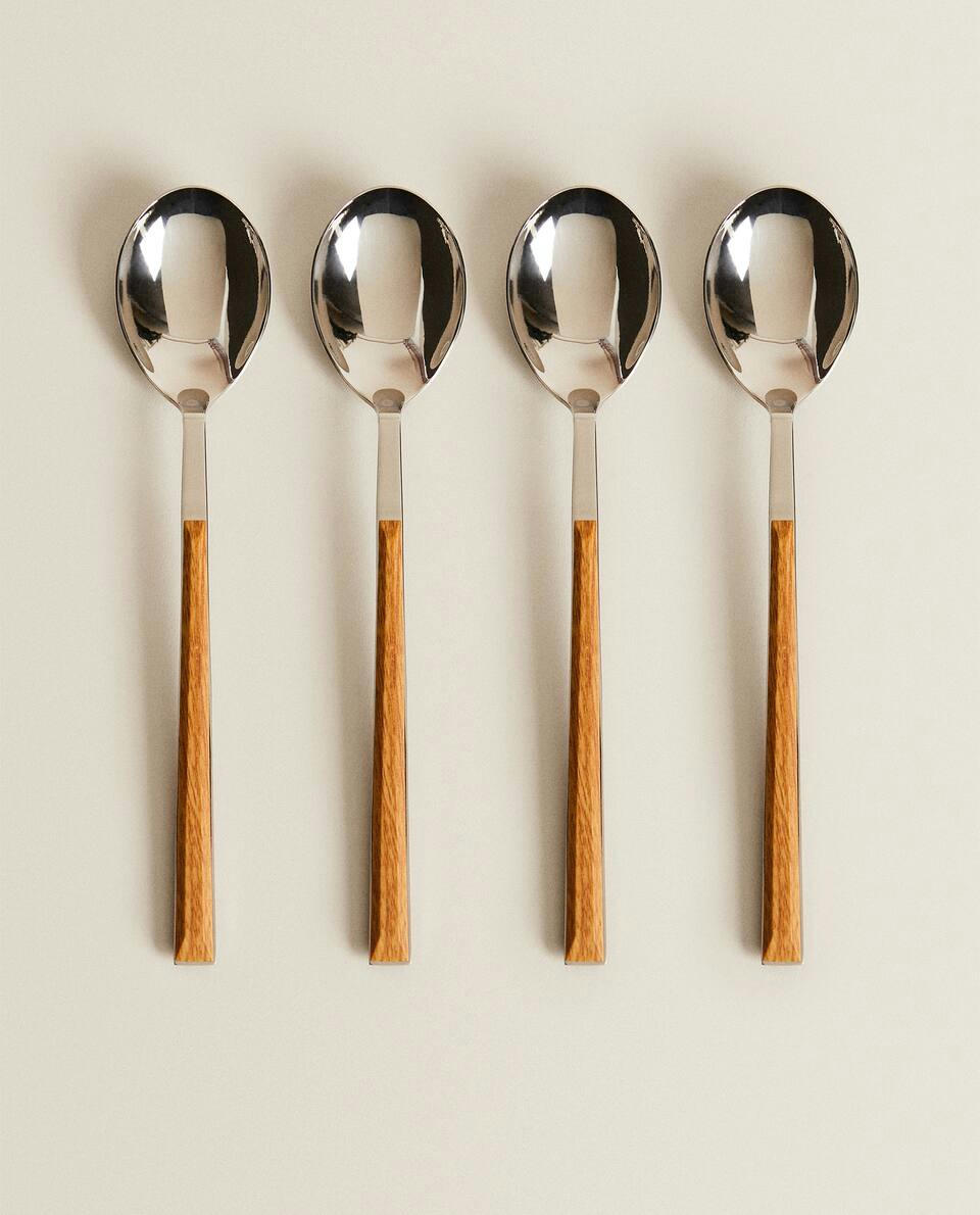 4-SPOON BOX WITH WOOD-EFFECT HANDLES