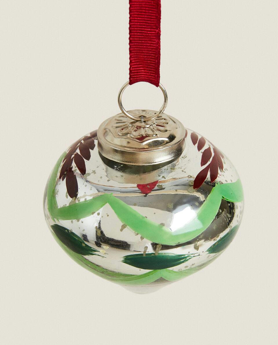 MERCURISED GLASS SPINNING TOP CHRISTMAS DECORATION
