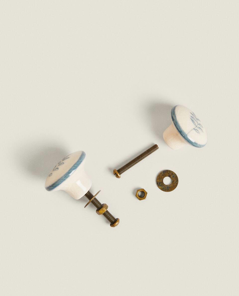 CERAMIC BLUE FLOWER HANDLE