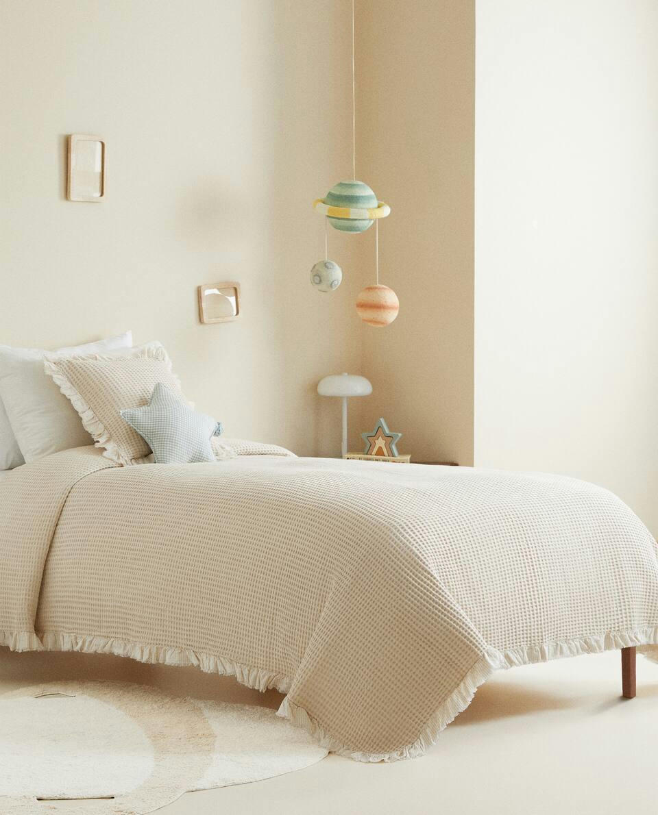 WAFFLE TEXTURE COTTON BEDSPREAD