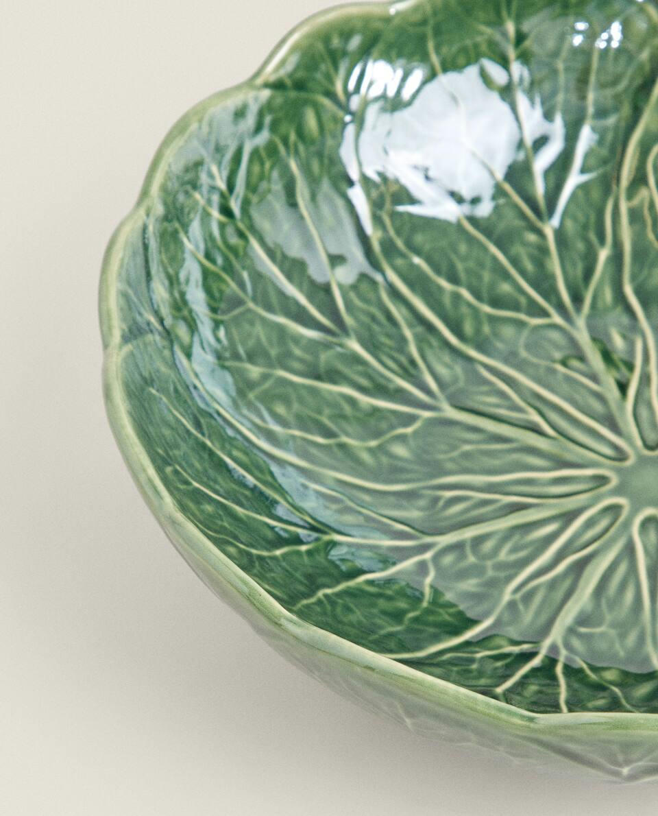 LEAF TRIM EARTHENWARE SALAD BOWL