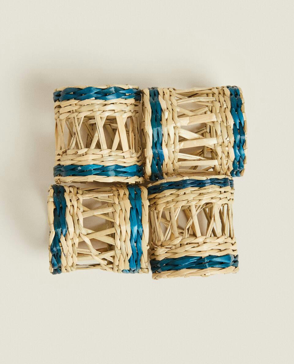 COLOURED FIBRE NAPKIN RINGS (PACK OF 4)