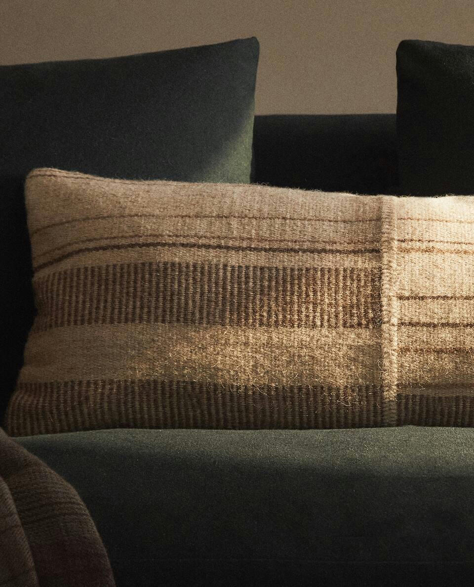 LINED WOOL BLEND CUSHION COVER