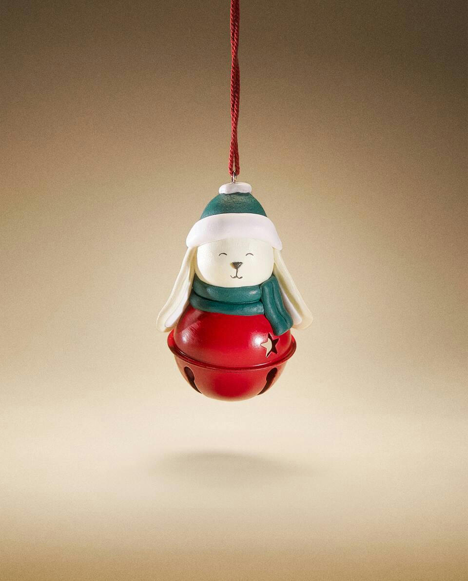 BUNNY-SHAPED CHRISTMAS DECORATION WITH SLEIGH BELL