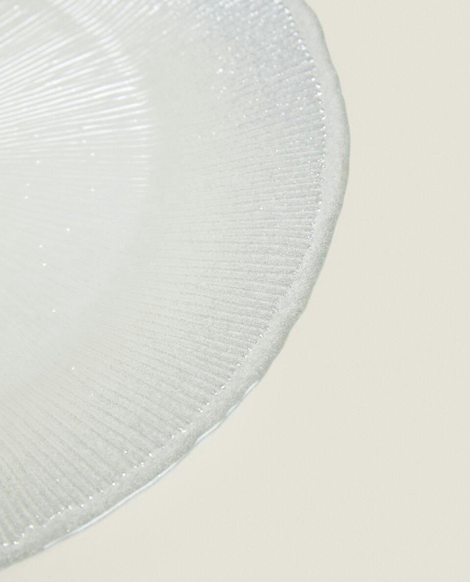 CHRISTMAS GLITTER GLASS SERVICE PLATE