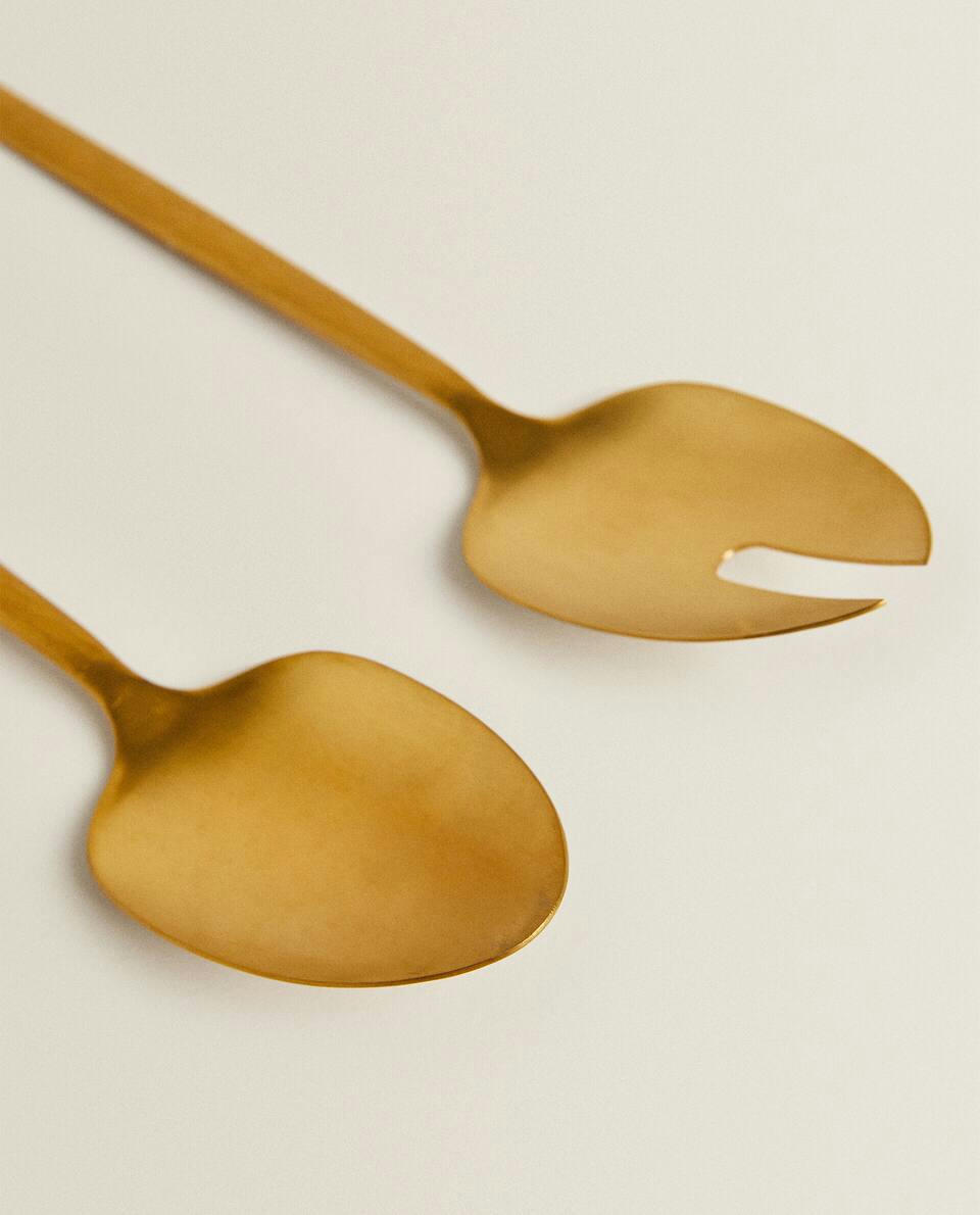 SET OF 2 HAMMERED HANDLE SERVING CUTLERY PIECES