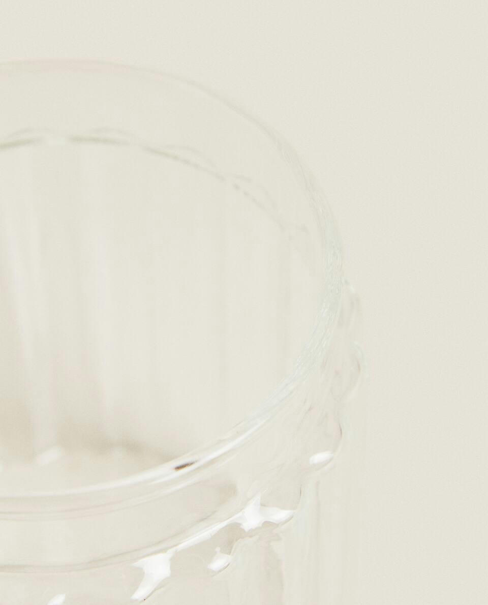 BOROSILICATE GLASS AND WOODEN SUGAR BOWL