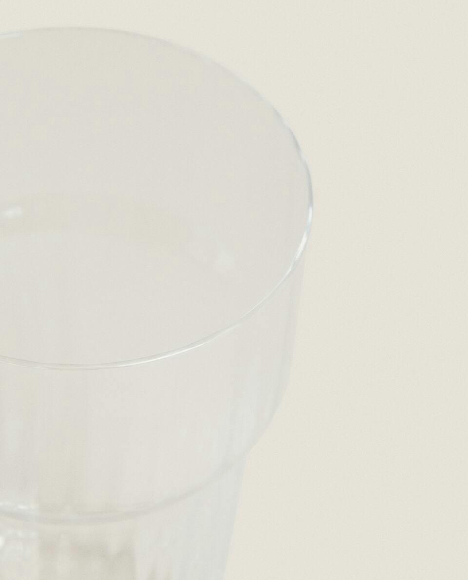 GLASS SOFT DRINK TUMBLER WITH LINE DESIGN