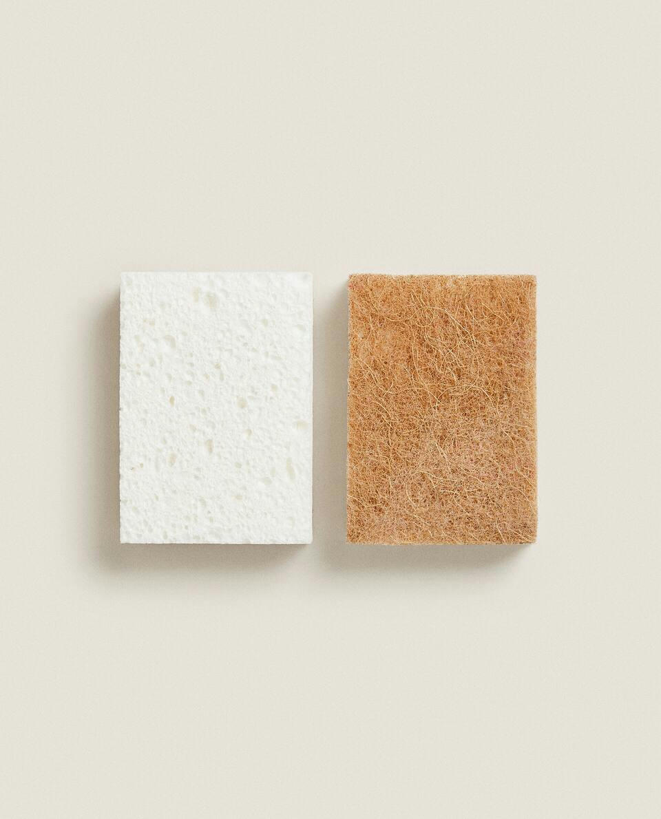 CELLULOSE AND FIBRE NON-SCRATCH SPONGES (PACK OF 2)