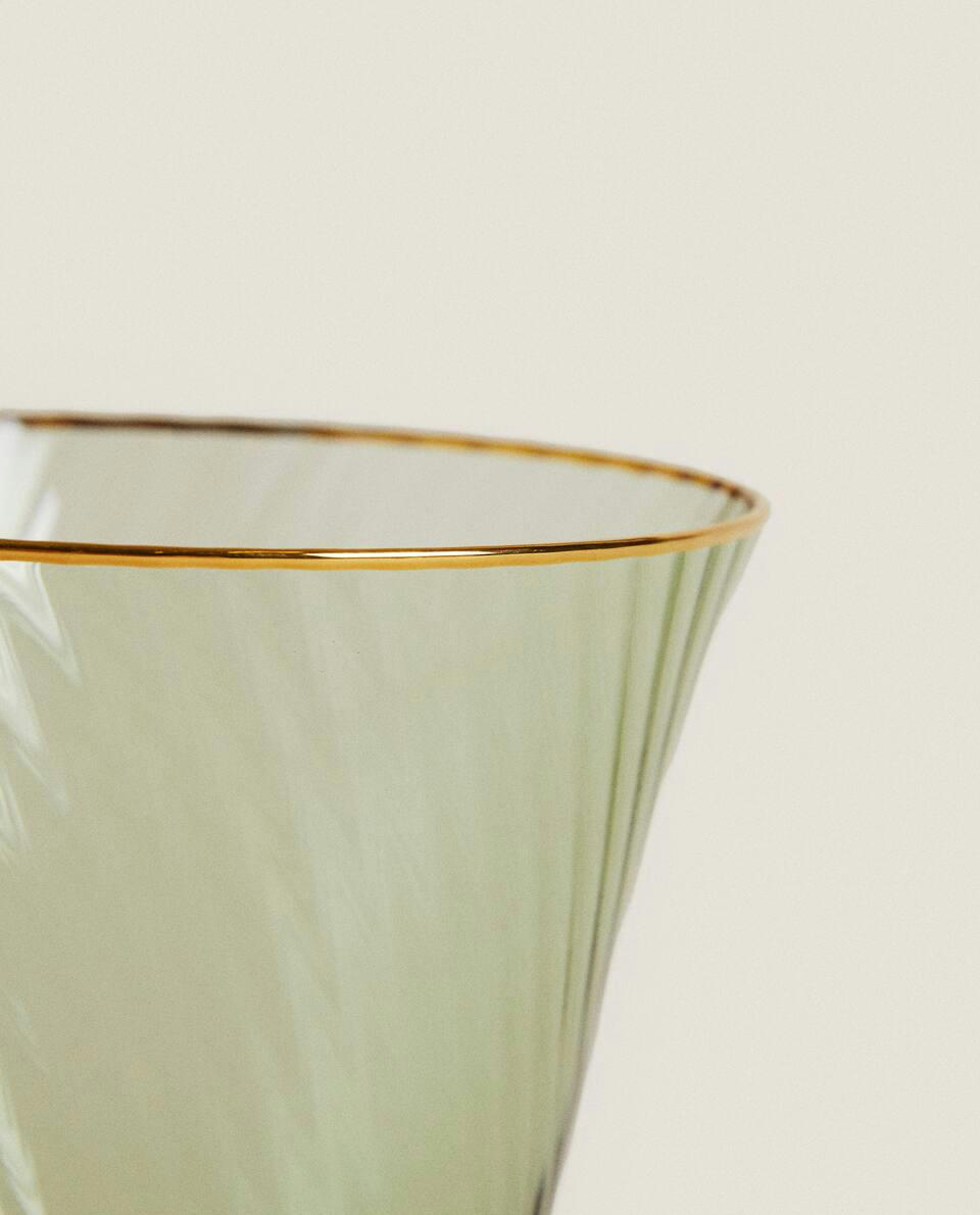 CHRISTMAS GLASS WITH GOLD RIM