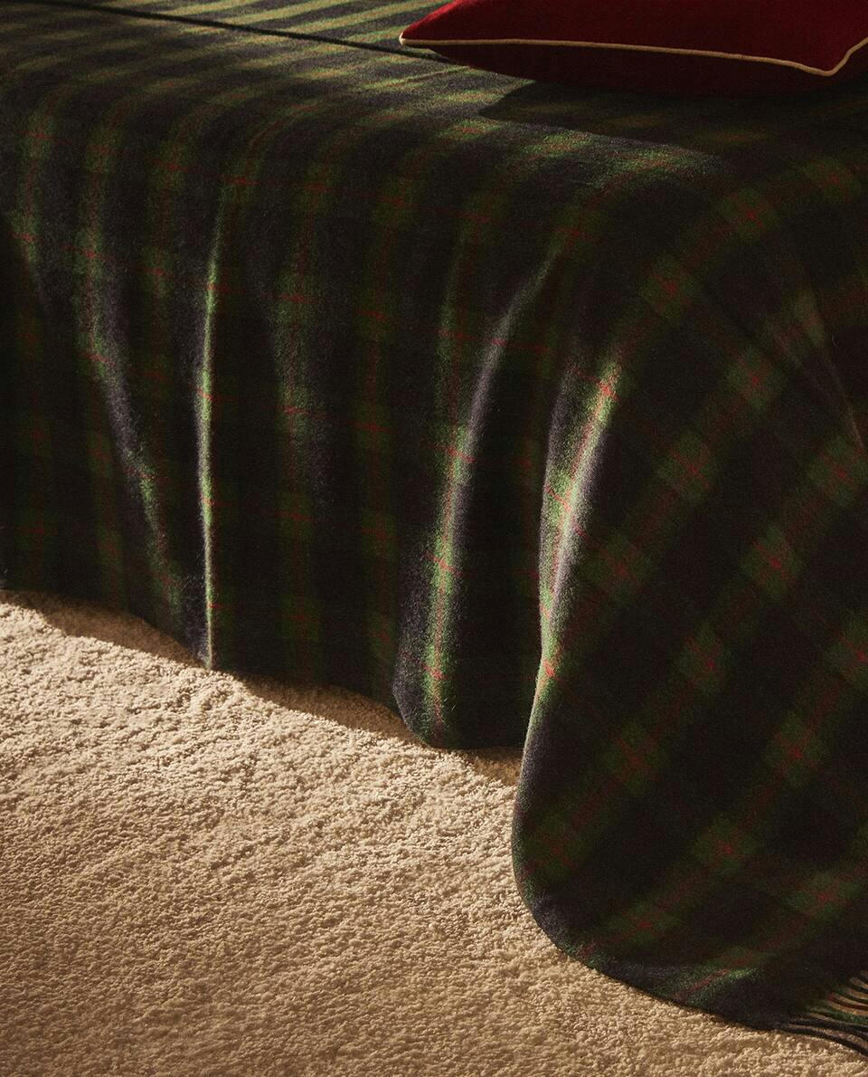 CHRISTMAS TARTAN CHECK WOOL BLANKET