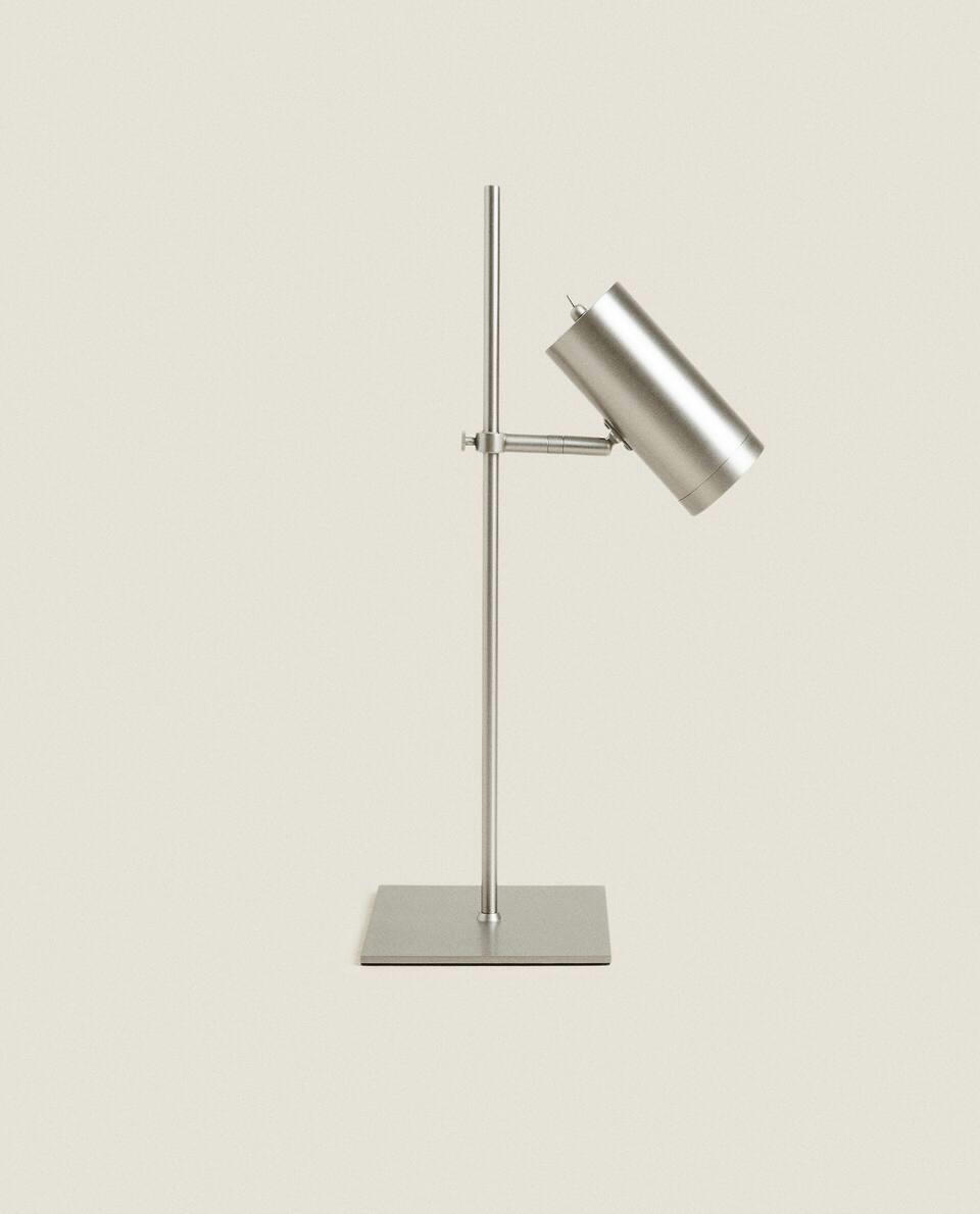 SILVER METAL USB RECHARGEABLE DESK LAMP