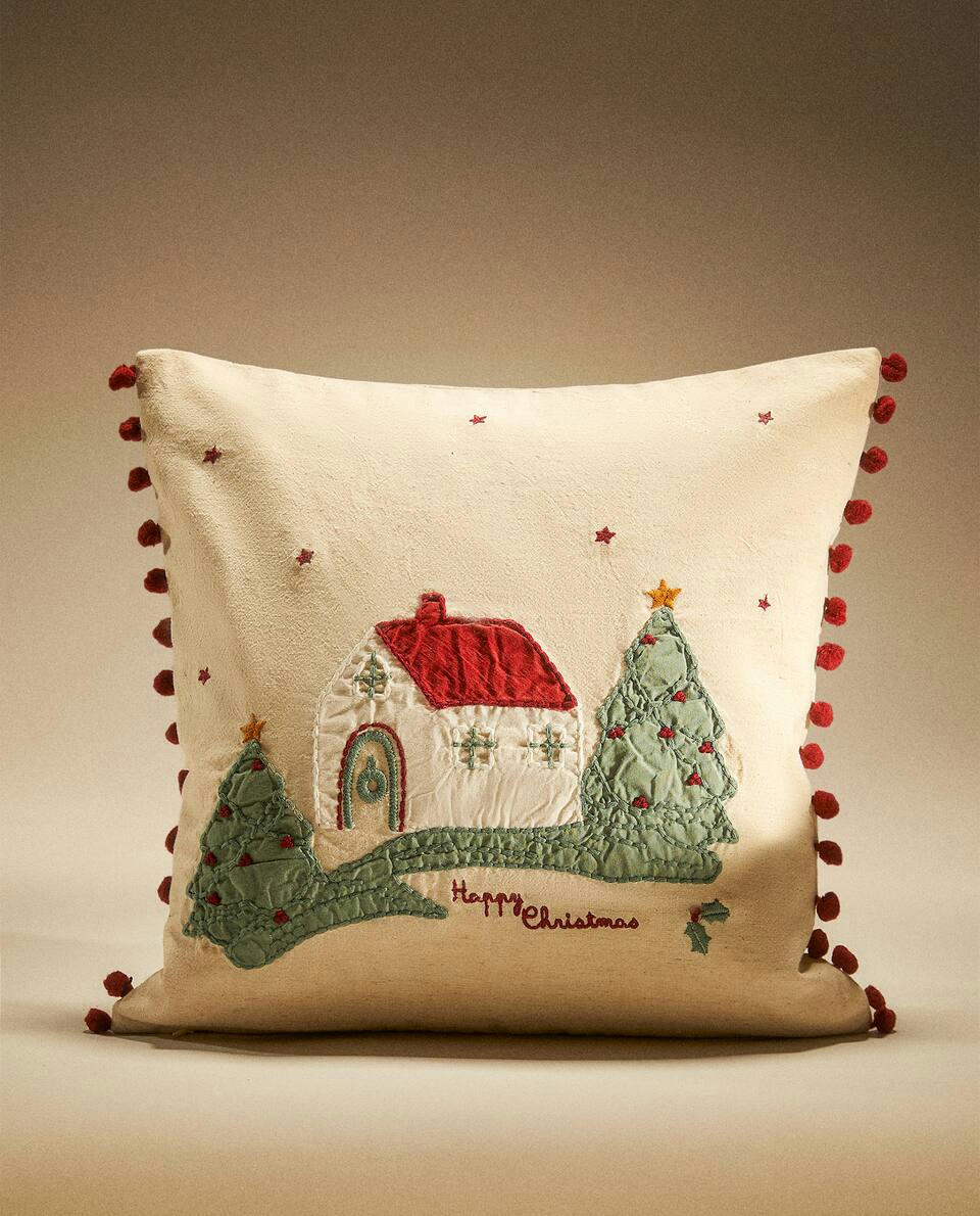 CHILDREN’S CHRISTMAS HOUSE CUSHION COVER