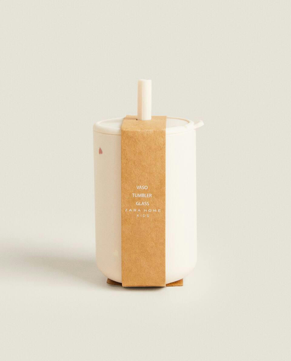 SILICONE HEART TUMBLER WITH STRAW