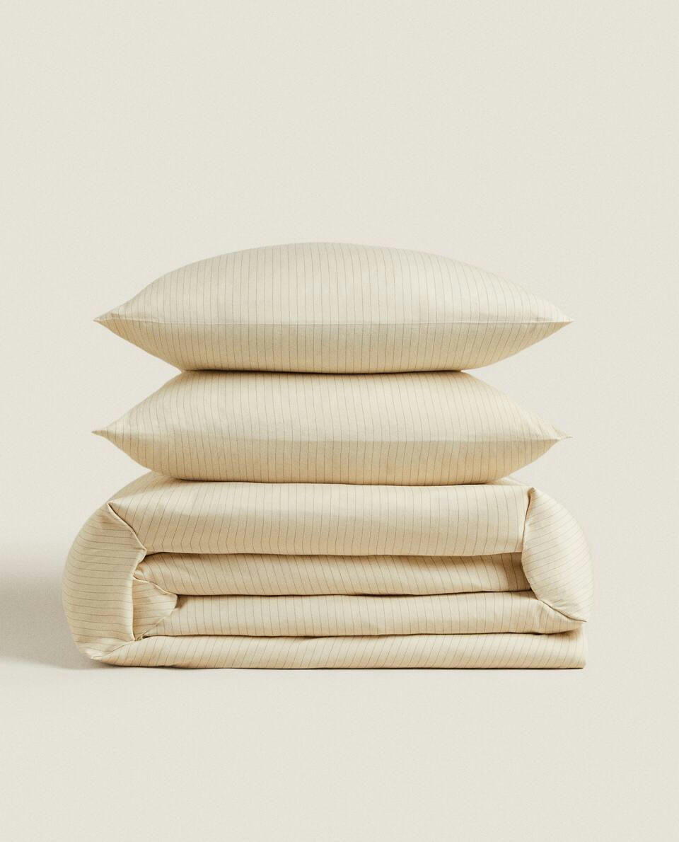 (300 THREAD COUNT) STRIPED WASHED SATEEN DUVET COVER