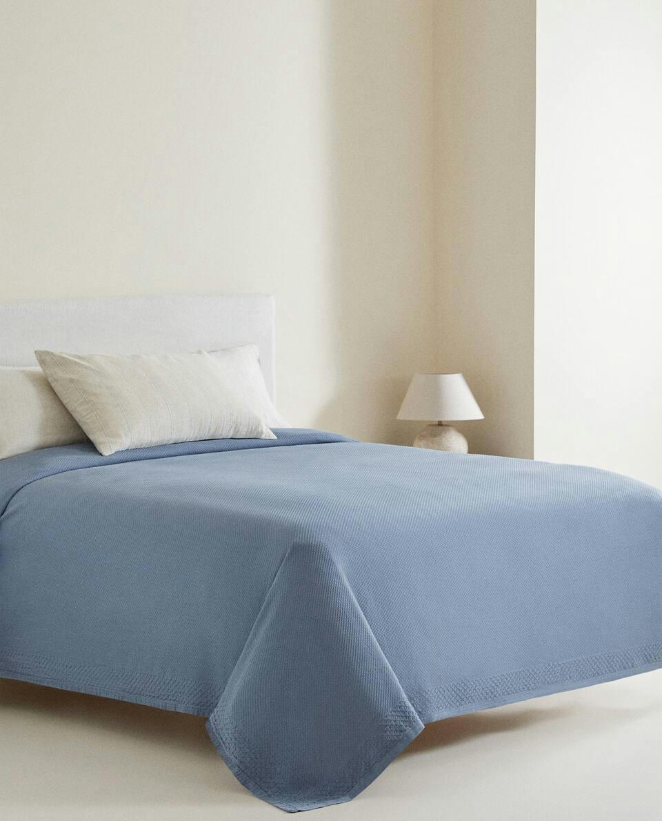 WAFFLE TEXTURE COTTON BEDSPREAD