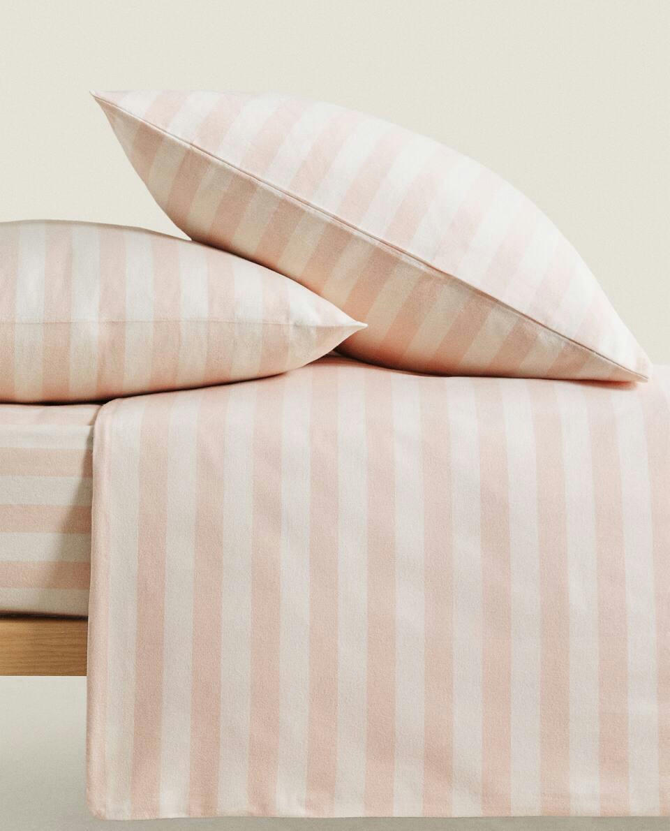 STRIPED FLANNEL FITTED SHEET