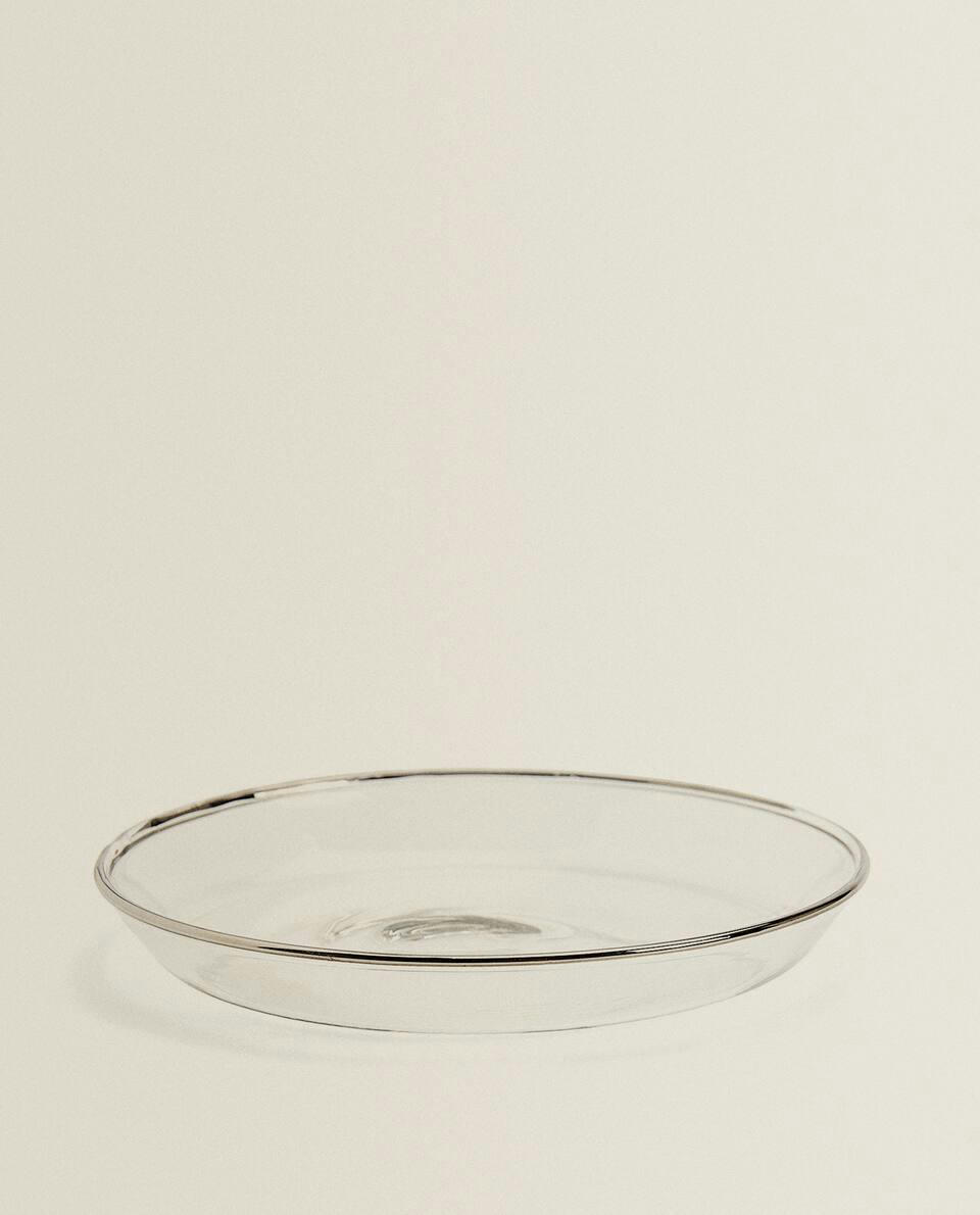 BOROSILICATE GLASS SIDE PLATE WITH RIM